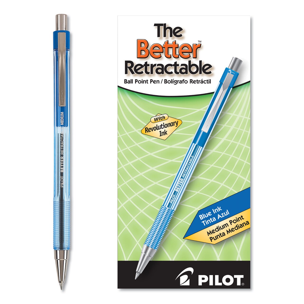 Pilot Better Retractable Ballpoint Pen Medium 1mm Blue Ink Translucent Blue Barrel Dozen